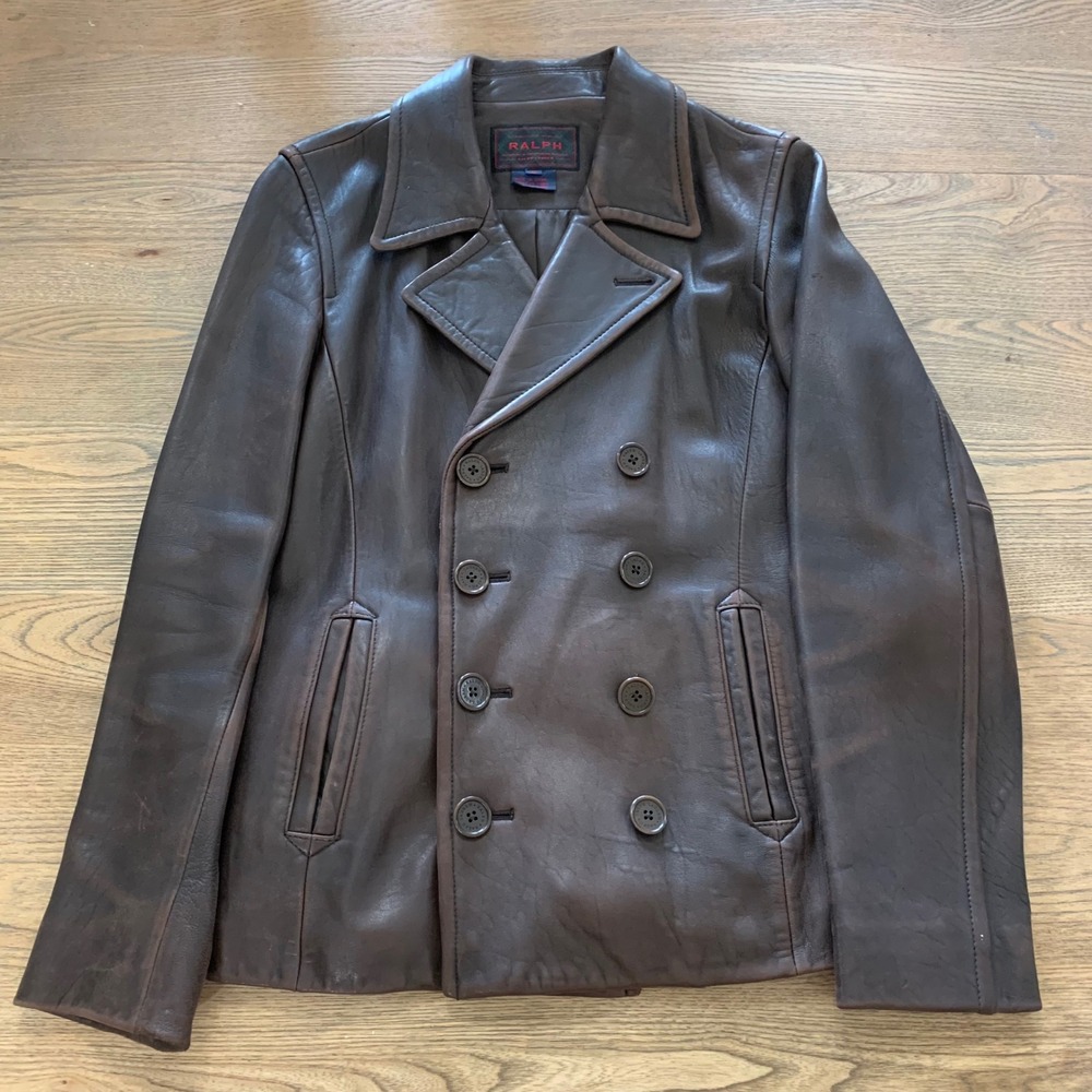 VTG Ralph Ralph Lauren Brown Butter Soft Leather Double Breasted Jacket S 90s